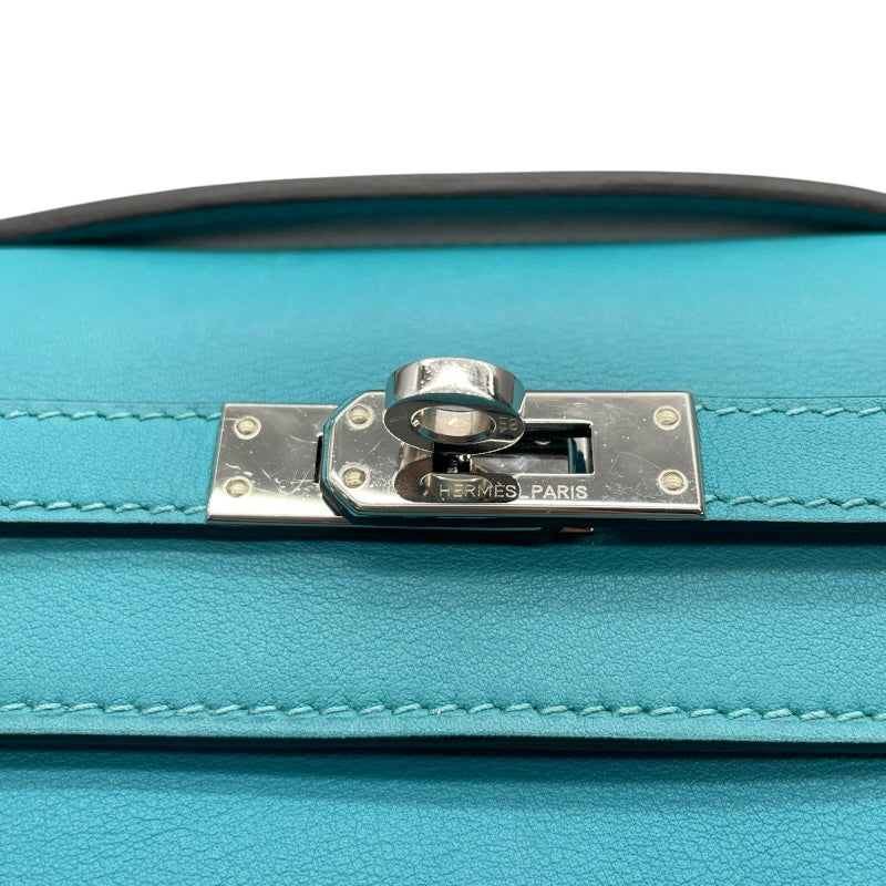 エルメス HERMES ポシェットケリー T刻 ブルーパオン　シルバ金具 スイフト レディース ハンドバッグ