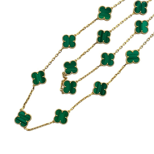 ヴァンクリーフ＆アーペル Van Cleef & Arpels ヴィンテージアルハンブラロングネックレス グリーン 750イエローゴールド/マラカイト ジュエリー