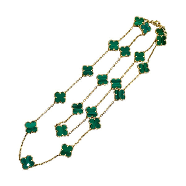 ヴァンクリーフ＆アーペル Van Cleef & Arpels ヴィンテージアルハンブラロングネックレス グリーン 750イエローゴールド/マラカイト ジュエリー
