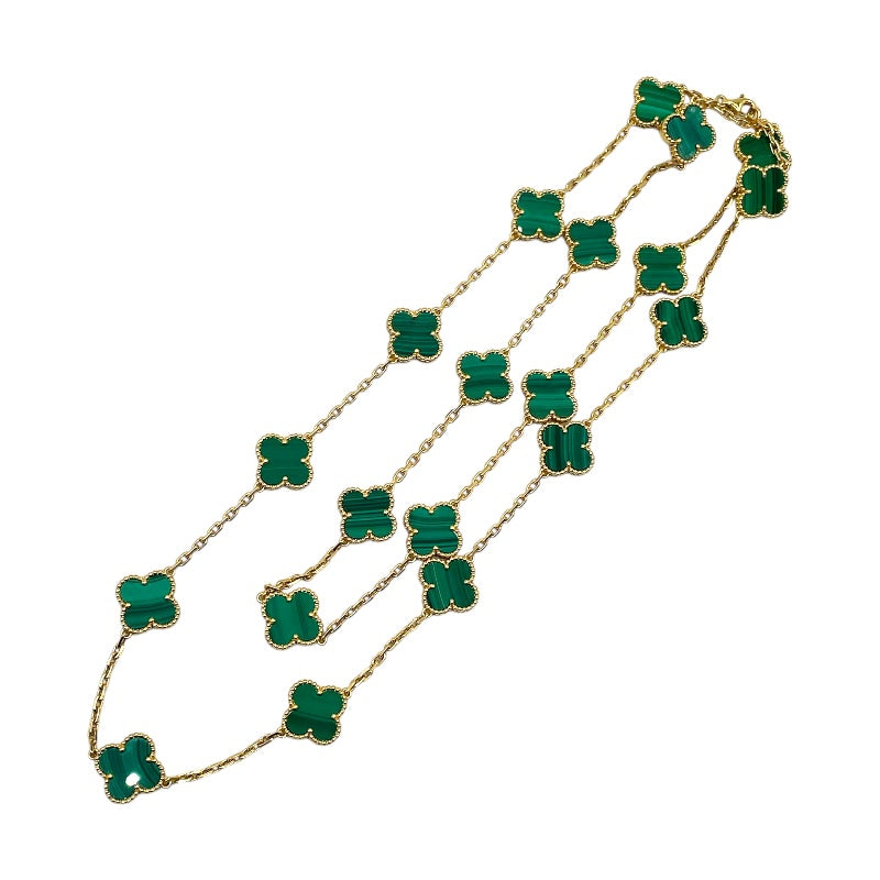 ヴァンクリーフ＆アーペル Van Cleef & Arpels ヴィンテージアルハンブラロングネックレス グリーン 750イエローゴールド/マラカイト ジュエリー