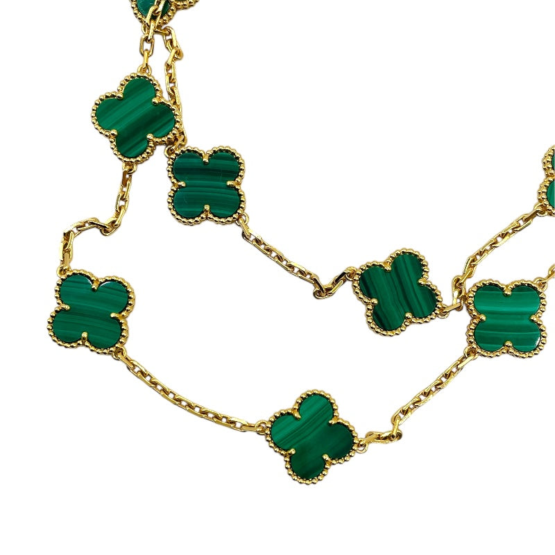 ヴァンクリーフ＆アーペル Van Cleef & Arpels ヴィンテージアルハンブラロングネックレス グリーン 750イエローゴールド/マラカイト ジュエリー