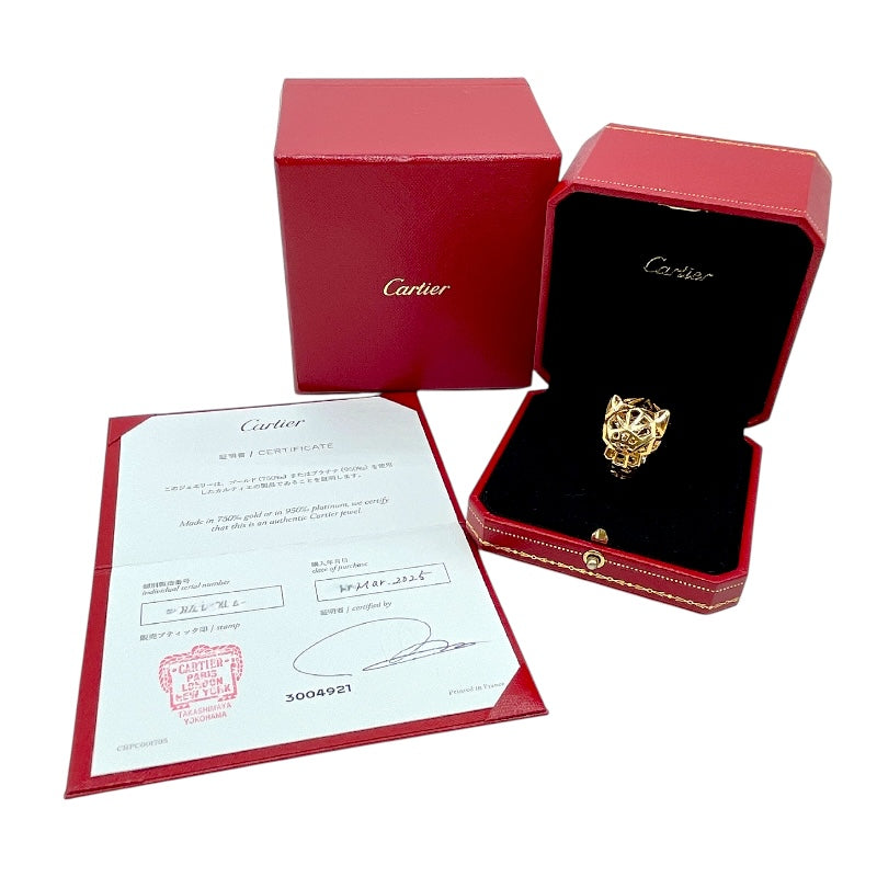 カルティエ Cartier パンテールドゥカルティエリング ゴールド 750イエローゴールド/グリーンガーネット/オニキス ジュエリー