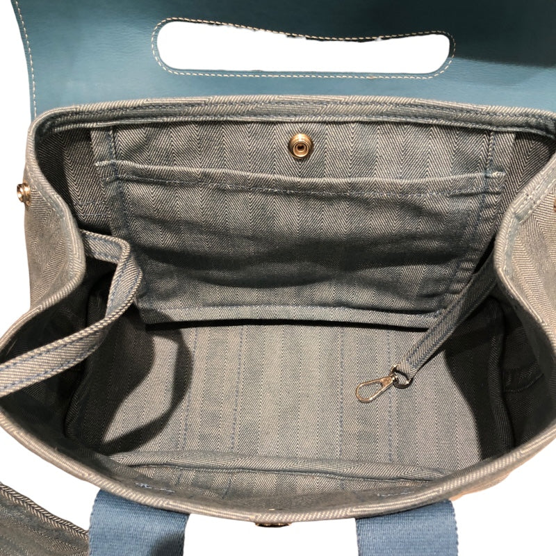 エルメス HERMES ヴァルパライソPM ブルージーン トワル/レザー レディース ハンドバッグ