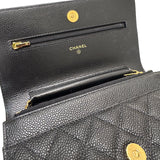 シャネル CHANEL マトラッセ　チェーンウォレット ブラック キャビアスキン レディース ショルダーバッグ