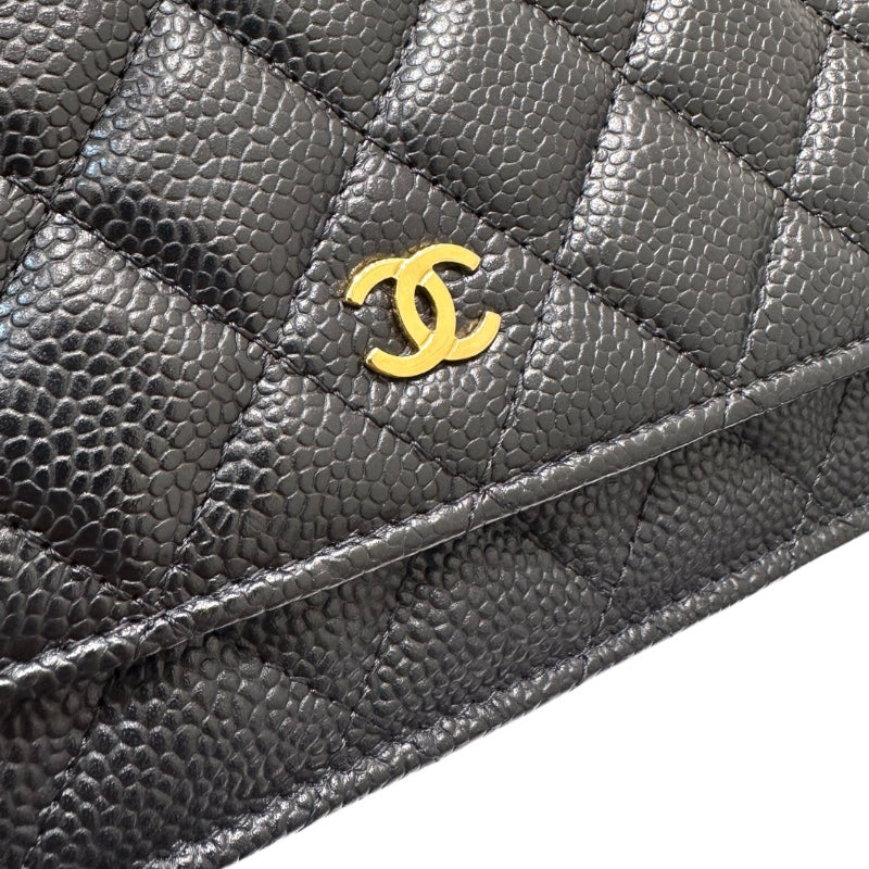 シャネル CHANEL マトラッセ　チェーンウォレット ブラック キャビアスキン レディース ショルダーバッグ
