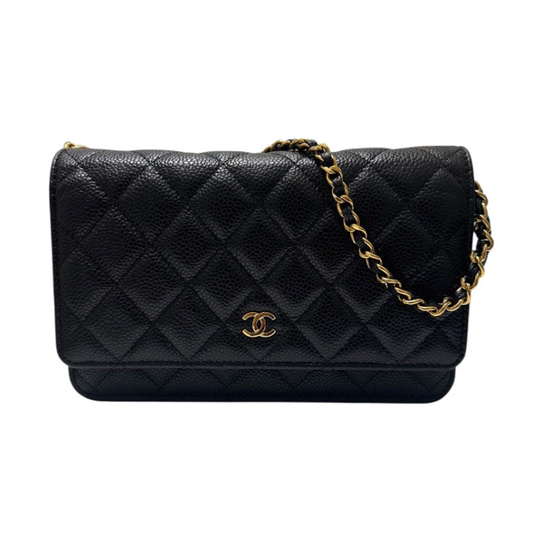 シャネル CHANEL マトラッセ　チェーンウォレット ブラック キャビアスキン レディース ショルダーバッグ