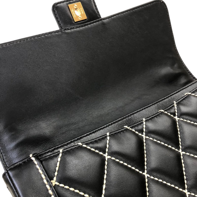 シャネル CHANEL ワイルドステッチハンドバッグ ブラック ゴールド金具 カーフ レディース ハンドバッグ