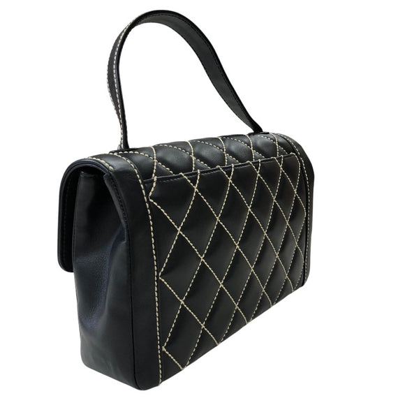シャネル CHANEL ワイルドステッチハンドバッグ ブラック ゴールド金具 カーフ レディース ハンドバッグ