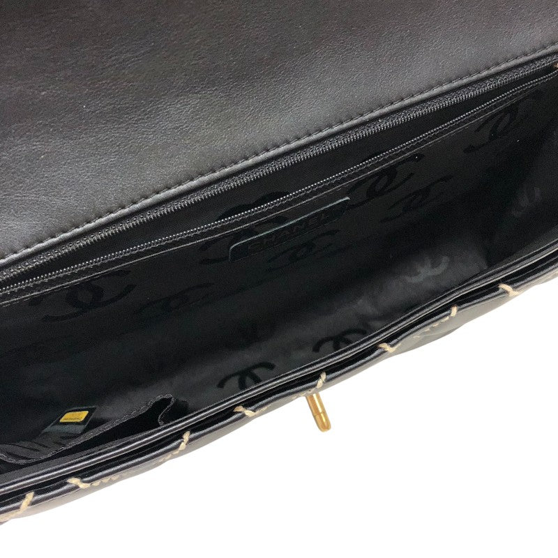 シャネル CHANEL ワイルドステッチハンドバッグ ブラック ゴールド金具 カーフ レディース ハンドバッグ