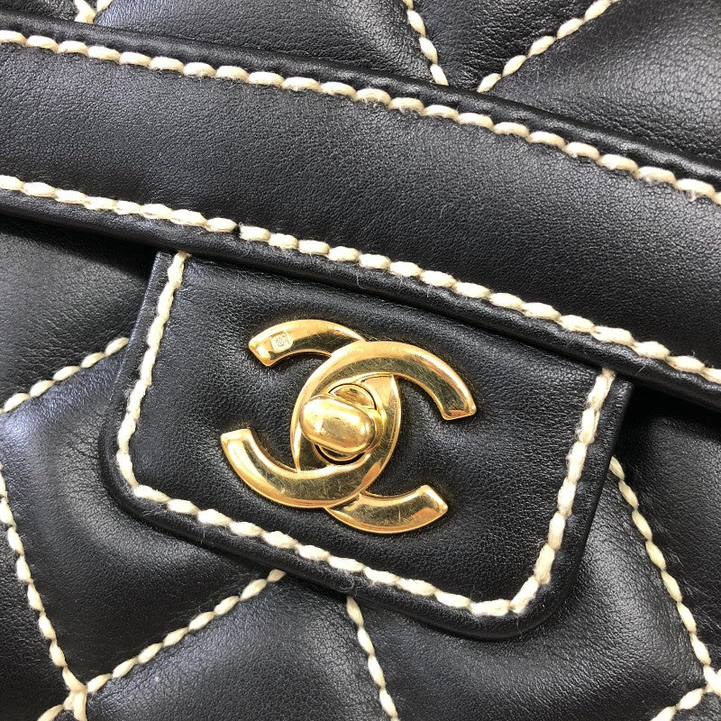 シャネル CHANEL ワイルドステッチハンドバッグ ブラック ゴールド金具 カーフ レディース ハンドバッグ