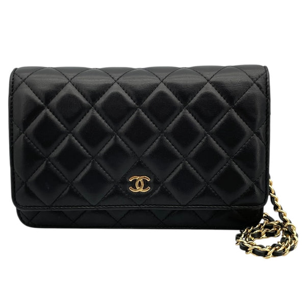 シャネル CHANEL マトラッセ チェーンウォレット A33814 26番台 ブラック　ゴールド金具 ラムスキン レディース ショルダーバッグ