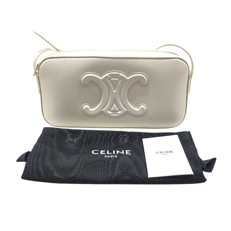 セリーヌ CELINE キュイルトリオンフ　カメラバック 199183 ホワイト・ゴールド金具 カーフ カーフ レディース ショルダーバッグ