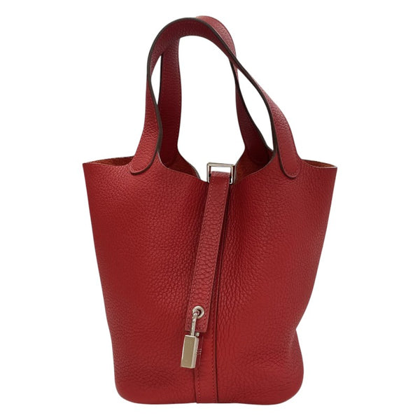 エルメス HERMES ピコタンロックPM □R刻 ルージュザック シルバー金具 トリヨン レディース トートバッグ