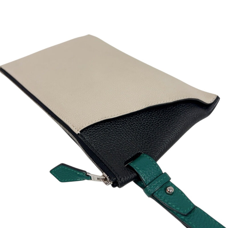 エルメス HERMES カバヴェルティージュ24 D刻印　(2019年製) グリペール/ブラック/ヴェルティゴ　シルバー金具 トゴ レディース クラッチバッグ