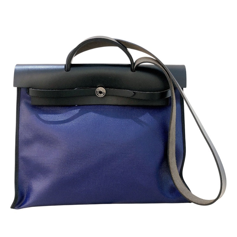 エルメス HERMES エールバッグジップMM D刻 ブルー・ブラック トワル・ハンター ユニセックス ショルダーバッグ