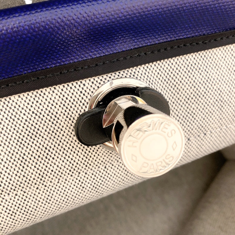 エルメス HERMES エールバッグジップMM D刻 ブルー・ブラック トワル・ハンター ユニセックス ショルダーバッグ