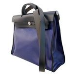 エルメス HERMES エールバッグジップMM D刻 ブルー・ブラック トワル・ハンター ユニセックス ショルダーバッグ