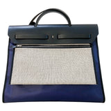 エルメス HERMES エールバッグジップMM D刻 ブルー・ブラック トワル・ハンター ユニセックス ショルダーバッグ