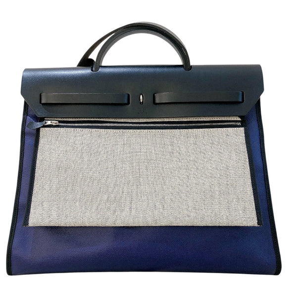 エルメス HERMES エールバッグジップMM D刻 ブルー・ブラック トワル・ハンター ユニセックス ショルダーバッグ