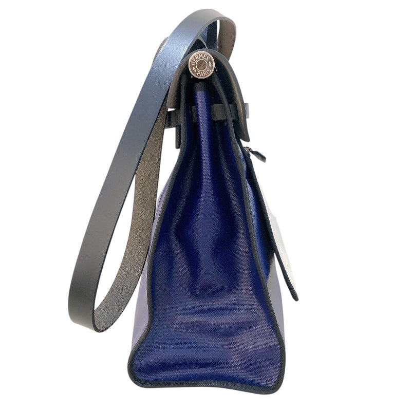 エルメス HERMES エールバッグジップMM D刻 ブルー・ブラック トワル・ハンター ユニセックス ショルダーバッグ