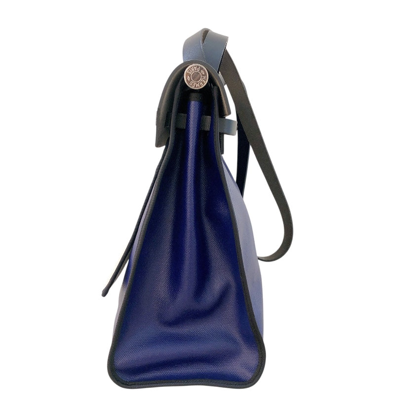 エルメス HERMES エールバッグジップMM D刻 ブルー・ブラック トワル・ハンター ユニセックス ショルダーバッグ