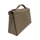 エルメス HERMES ポシェットケリー Ｗ刻 エトゥープ ゴールド金具 スイフト レディース ハンドバッグ