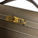 エルメス HERMES ポシェットケリー Ｗ刻 エトゥープ ゴールド金具 スイフト レディース ハンドバッグ