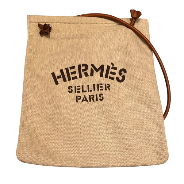 エルメス HERMES アリーヌMM □N刻 エクリュ・ゴールド トワル・スイフト レディース ショルダーバッグ