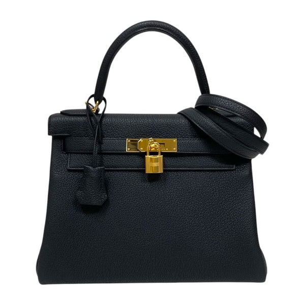 エルメス HERMES ケリー28 内縫い W刻 ブラック ゴールド金具 トゴ レディース ハンドバッグ