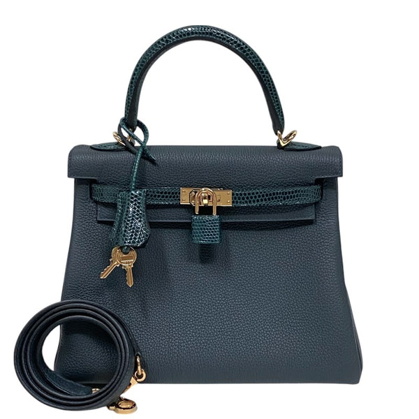 エルメス HERMES ケリー25 タッチ 内縫い W刻 ヴェールルソー ゴールド金具 トゴ/リザード レディース ハンドバッグ ショルダーバッグ
