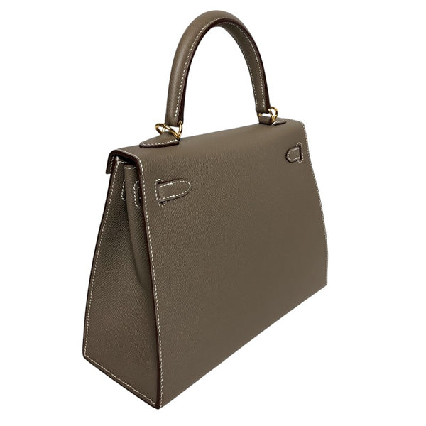 エルメス HERMES ケリー25 外縫い B刻 エトゥープ ゴールド金具 エプソン レディース ハンドバッグ