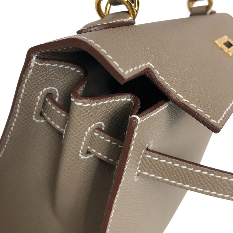 エルメス HERMES ケリー25 外縫い B刻 エトゥープ ゴールド金具 エプソン レディース ハンドバッグ