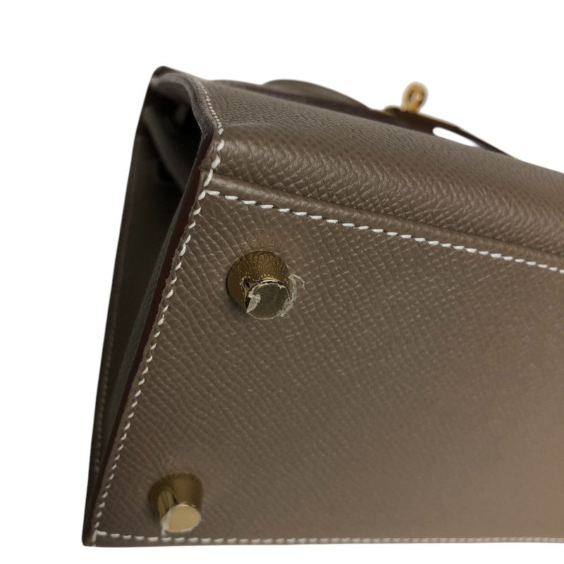 エルメス HERMES ケリー25 外縫い B刻 エトゥープ ゴールド金具 エプソン レディース ハンドバッグ