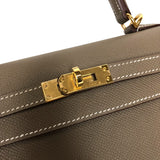 エルメス HERMES ケリー25 外縫い B刻 エトゥープ ゴールド金具 エプソン レディース ハンドバッグ