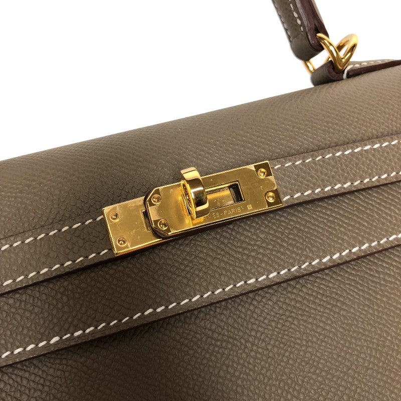 エルメス HERMES ケリー25 外縫い B刻 エトゥープ ゴールド金具 エプソン レディース ハンドバッグ