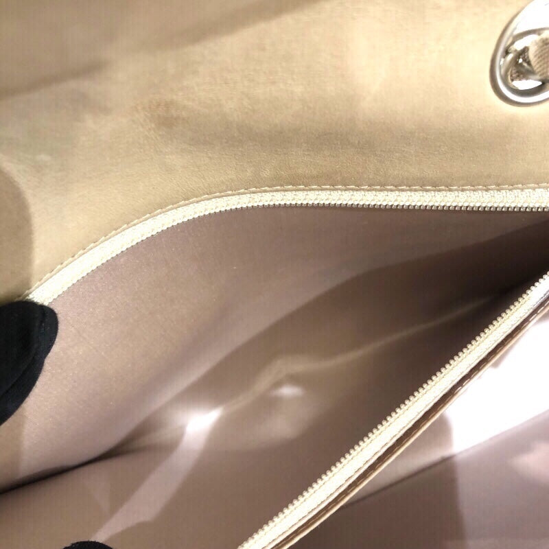 シャネル CHANEL ニュートラベルラインフラップバッグ A15285 ベージュ シルバー金具 ナイロンジャガード レディース ショルダーバッグ