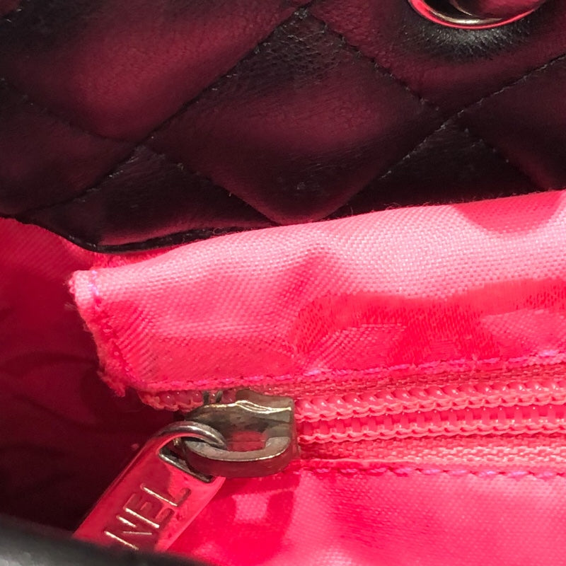 シャネル CHANEL カンボンライン トート スモール A25166 ブラック×ホワイト×ピンク ラムレザー レディース トートバッグ