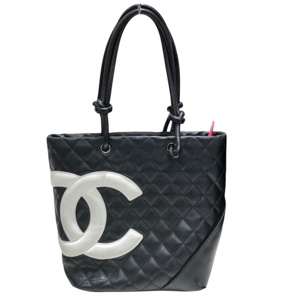 シャネル CHANEL カンボンライン トート スモール A25166 ブラック×ホワイト×ピンク ラムレザー レディース トートバッグ