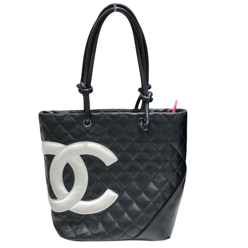 シャネル CHANEL カンボンライン トート スモール A25166 ブラック×ホワイト×ピンク ラムレザー レディース トートバッグ