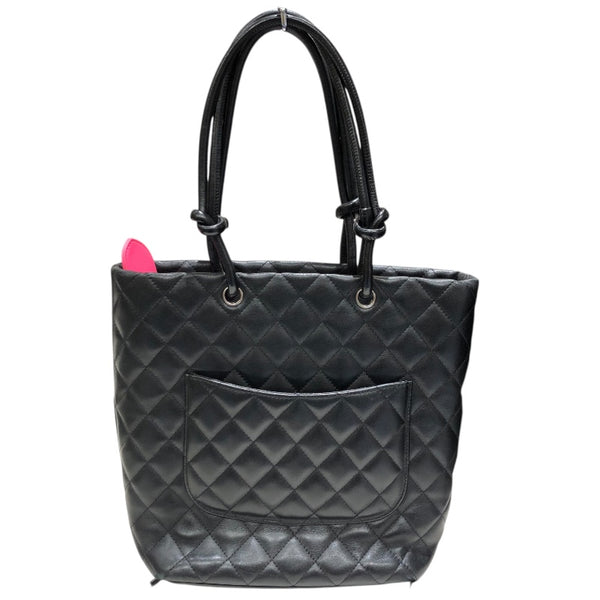 シャネル CHANEL カンボンライン トート スモール A25166 ブラック×ホワイト×ピンク ラムレザー レディース トートバッグ