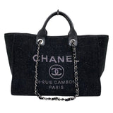 シャネル CHANEL ドーヴィル ラージ A66941 ブラック シルバー金具 ベロア/レザー レディース トートバッグ ショルダーバッグ