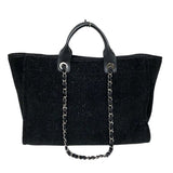 シャネル CHANEL ドーヴィル ラージ A66941 ブラック シルバー金具 ベロア/レザー レディース トートバッグ ショルダーバッグ