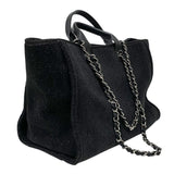 シャネル CHANEL ドーヴィル ラージ A66941 ブラック シルバー金具 ベロア/レザー レディース トートバッグ ショルダーバッグ