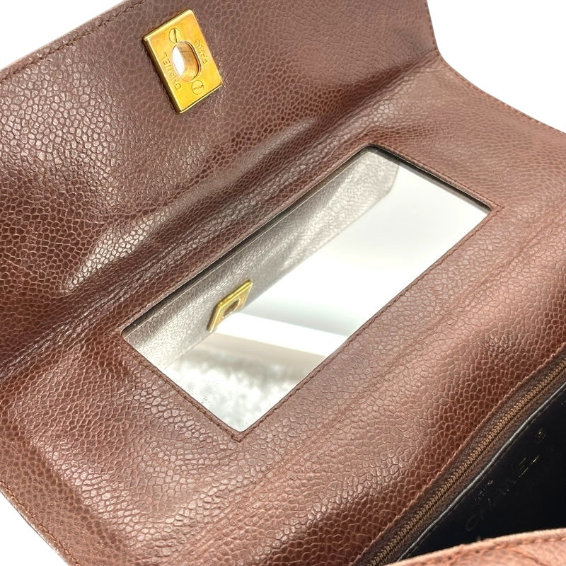 シャネル CHANEL マトラッセ レザーショルダーバッグ 4番台 ブラウン ゴールド金具 キャビアスキン レディース ショルダーバッグ