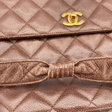 シャネル CHANEL マトラッセ レザーショルダーバッグ 4番台 ブラウン ゴールド金具 キャビアスキン レディース ショルダーバッグ