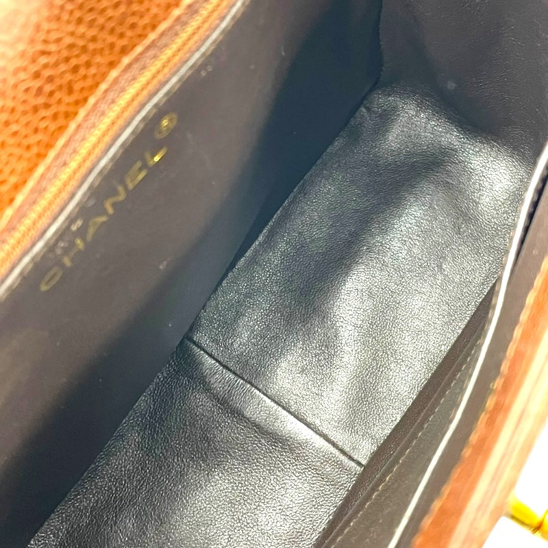 シャネル CHANEL マトラッセ レザーショルダーバッグ 4番台 ブラウン ゴールド金具 キャビアスキン レディース ショルダーバッグ