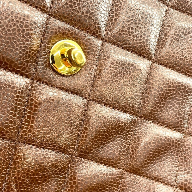シャネル CHANEL マトラッセ レザーショルダーバッグ 4番台 ブラウン ゴールド金具 キャビアスキン レディース ショルダーバッグ