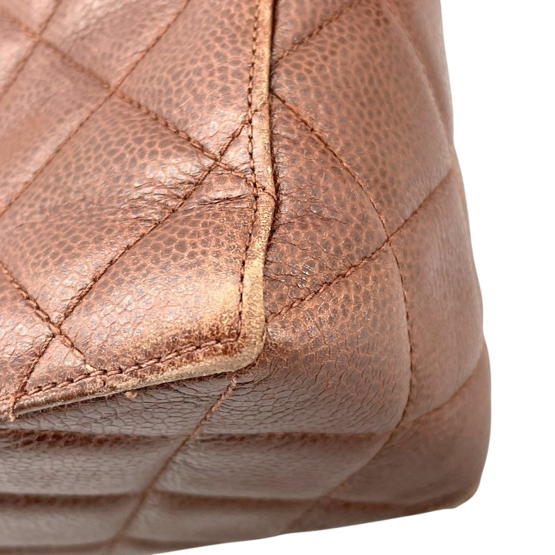 シャネル CHANEL マトラッセ レザーショルダーバッグ 4番台 ブラウン ゴールド金具 キャビアスキン レディース ショルダーバッグ