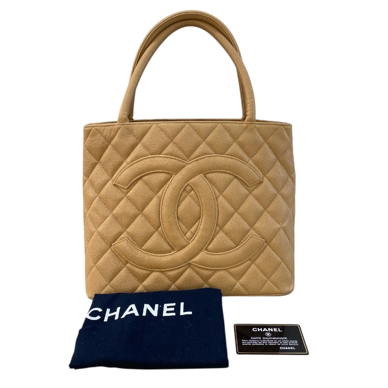 シャネル CHANEL 復刻トート A01804 ベージュ　シルバー金具 キャビアスキン レディース トートバッグ