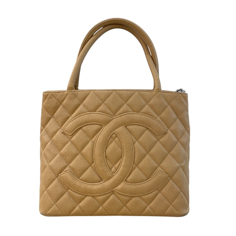 シャネル CHANEL 復刻トート A01804 ベージュ　シルバー金具 キャビアスキン レディース トートバッグ